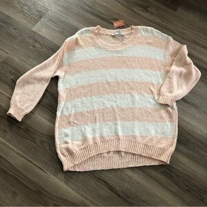 American Rag Cream Peach Blush Stripe Knit Sweater Women Size 2X NWT